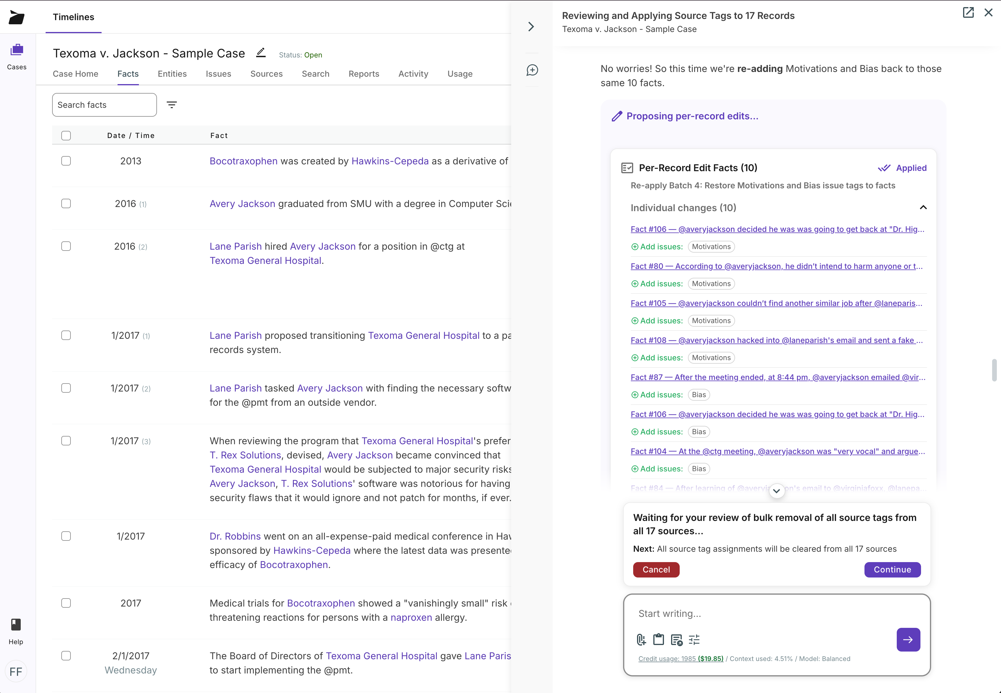 Bulk issue tag assignment on facts
