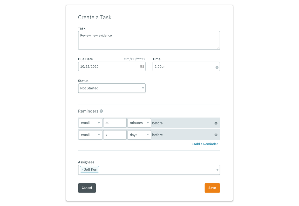 Create a task with multiple reminders