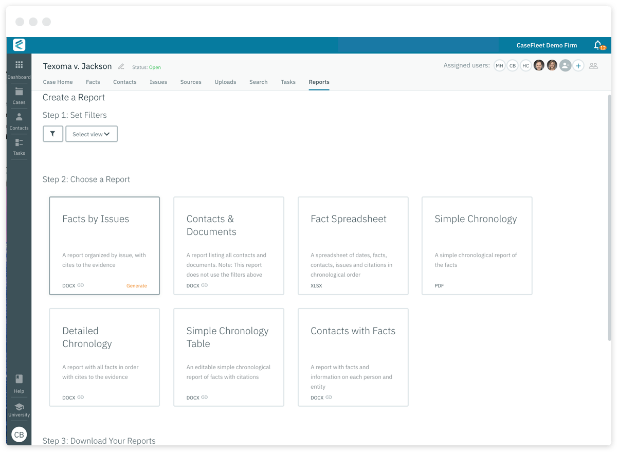 Turn your chronology data into beautiful reports for easy sharing and review.