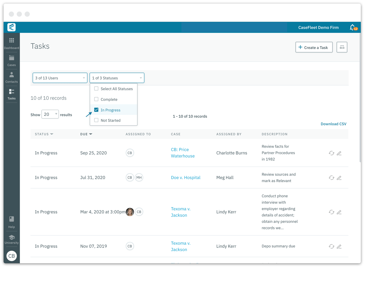 View your list of tasks, and tasks assigned to team members