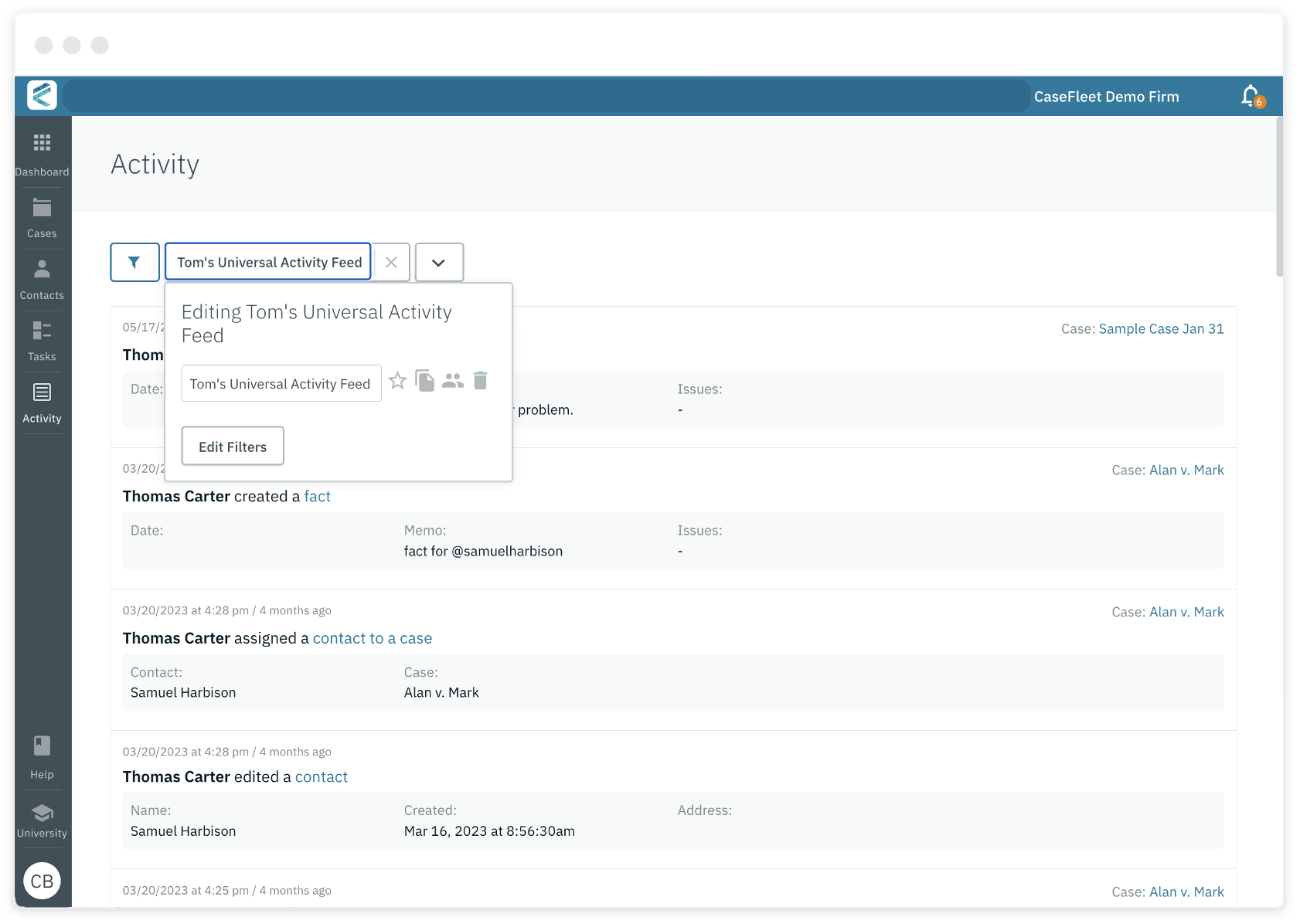 Universal Activity Feed CaseFleet