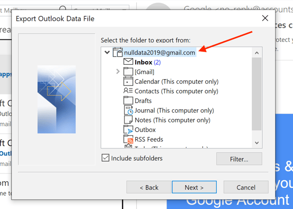 choose-account-when-exporting