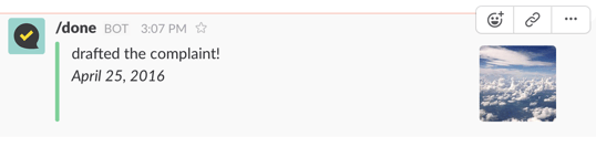 View of completed image post in Slack with Done