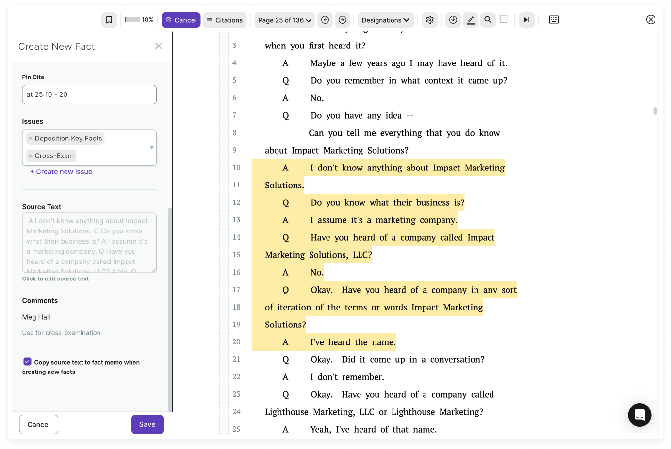 Manage your evidence