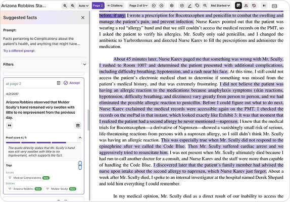 Review documents with AI-driven fact extraction