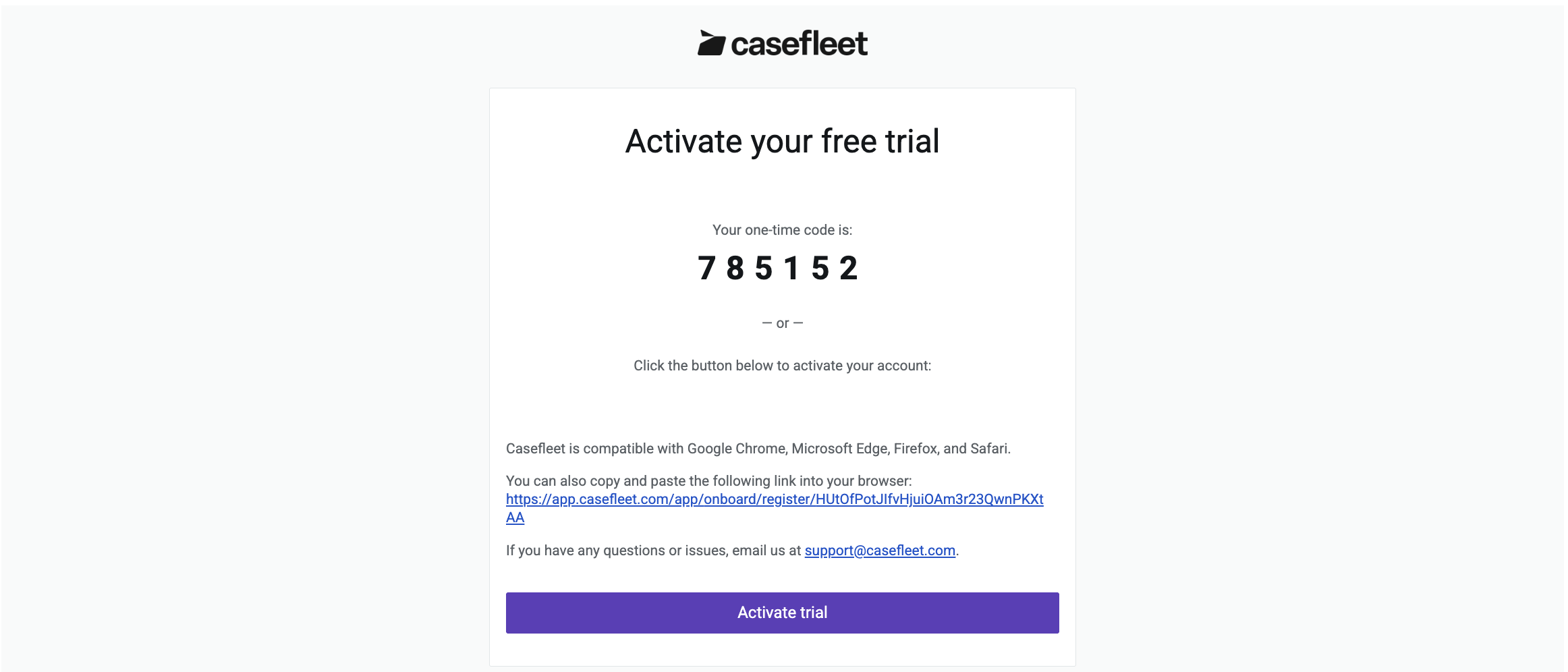 Activation email