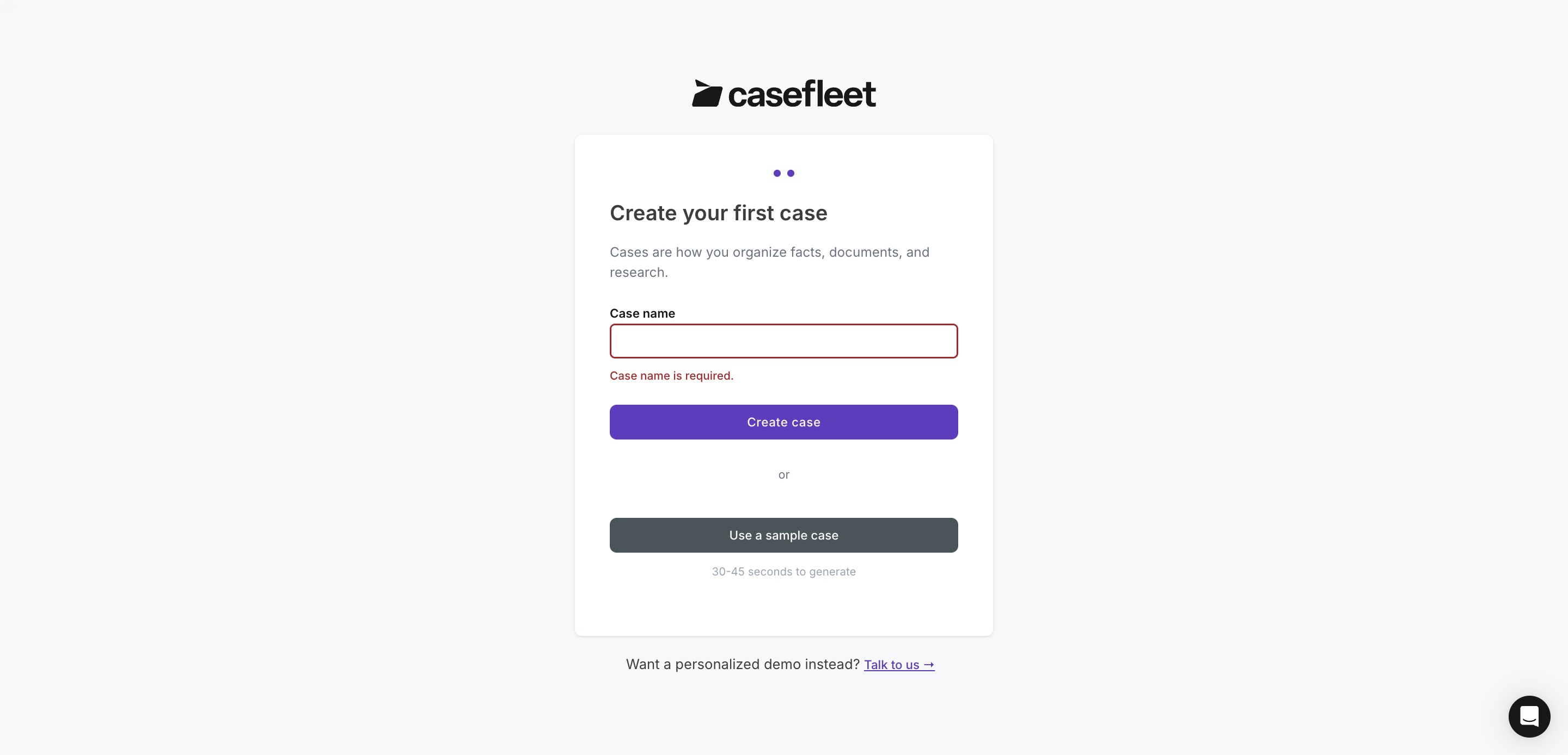 Create your first case